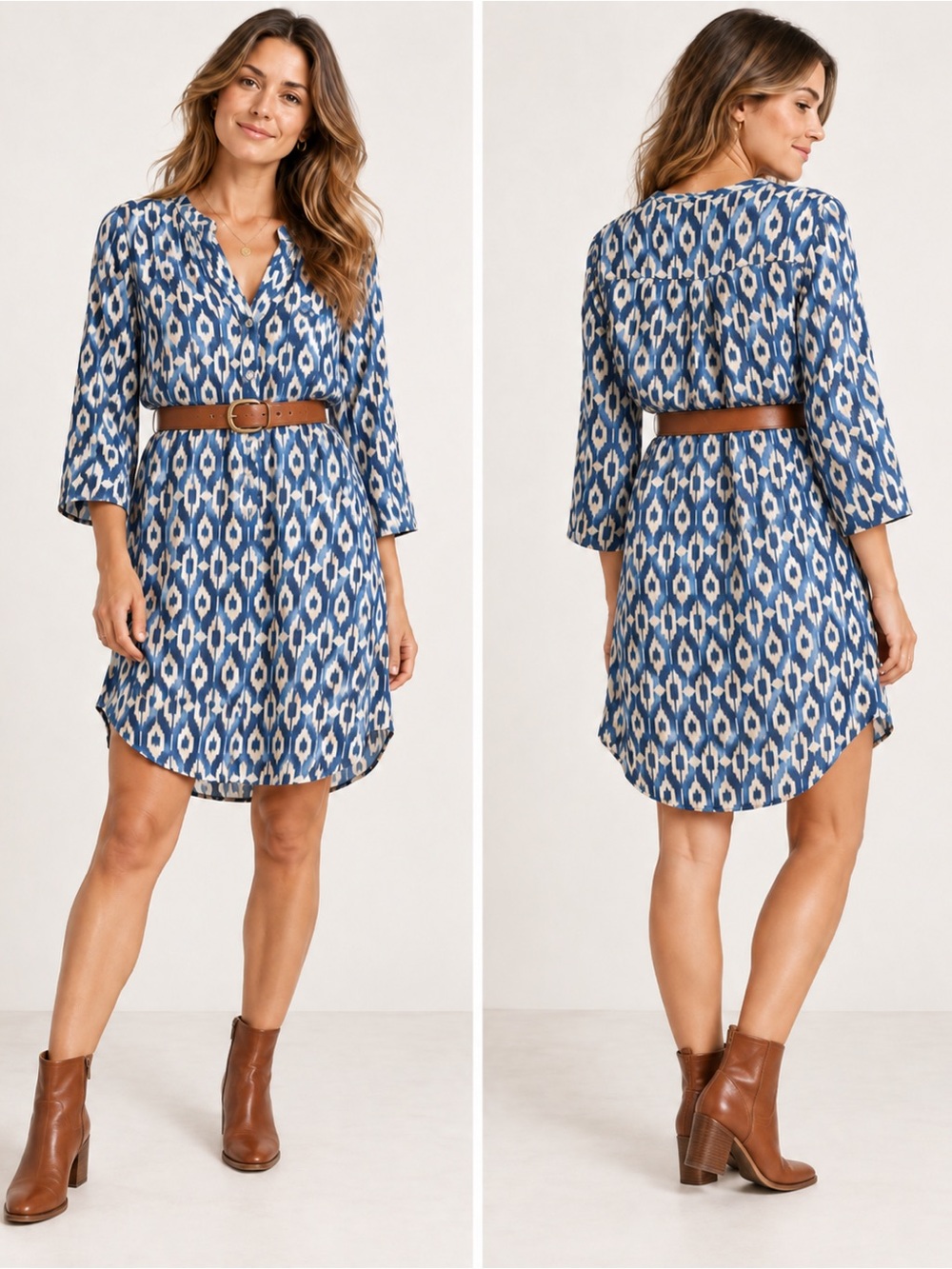 Anthropologie Maeve Ikat Frequencies Shirt Dress L EUC